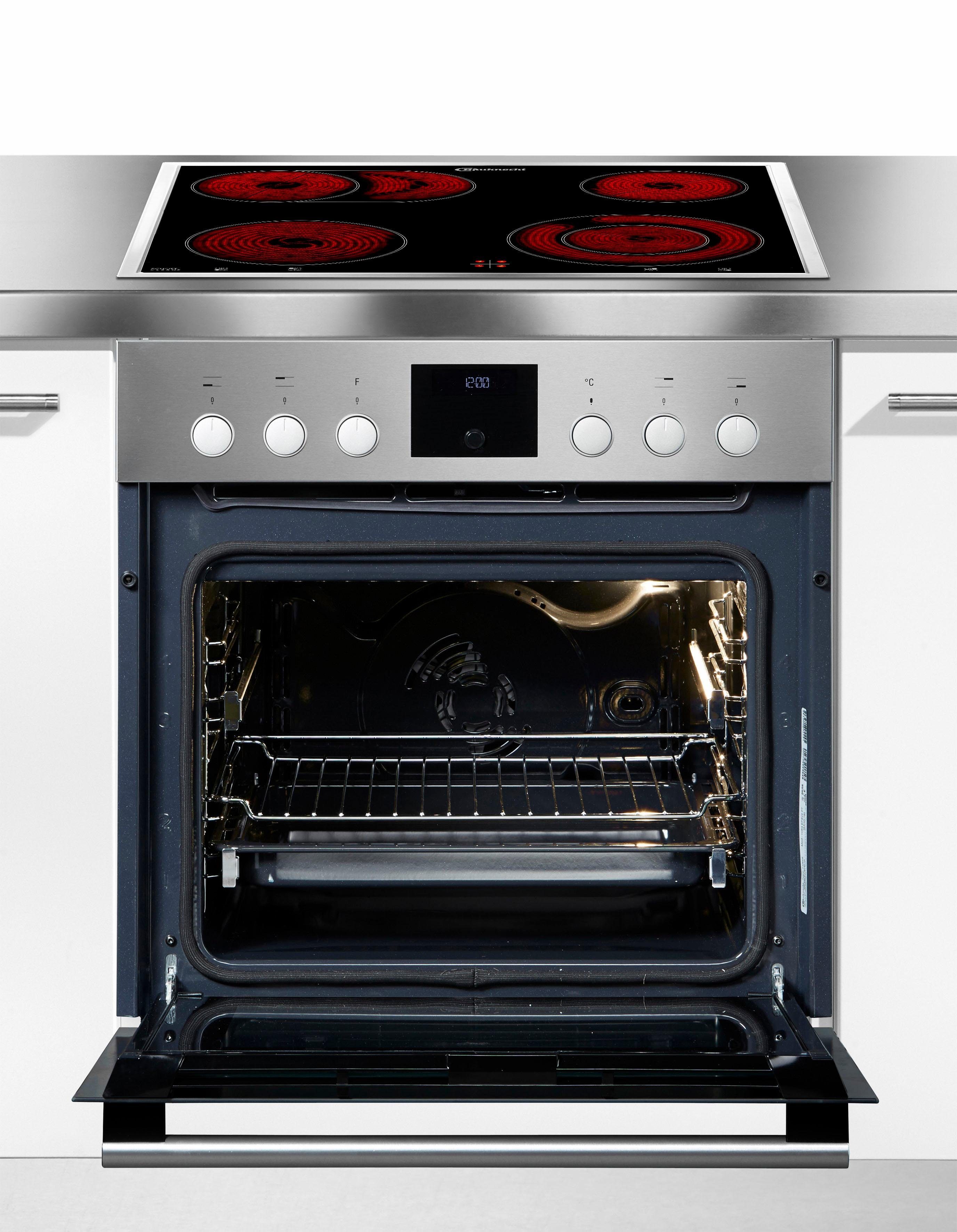 BAUKNECHT Elektro-Herd-Set Heko Tango, mit 2-fach-Teleskopauszug, Pyrolyse-Selbstreinigung, Pizzafunktion – knusprig und köstlich wie frisch aus dem Steinofen