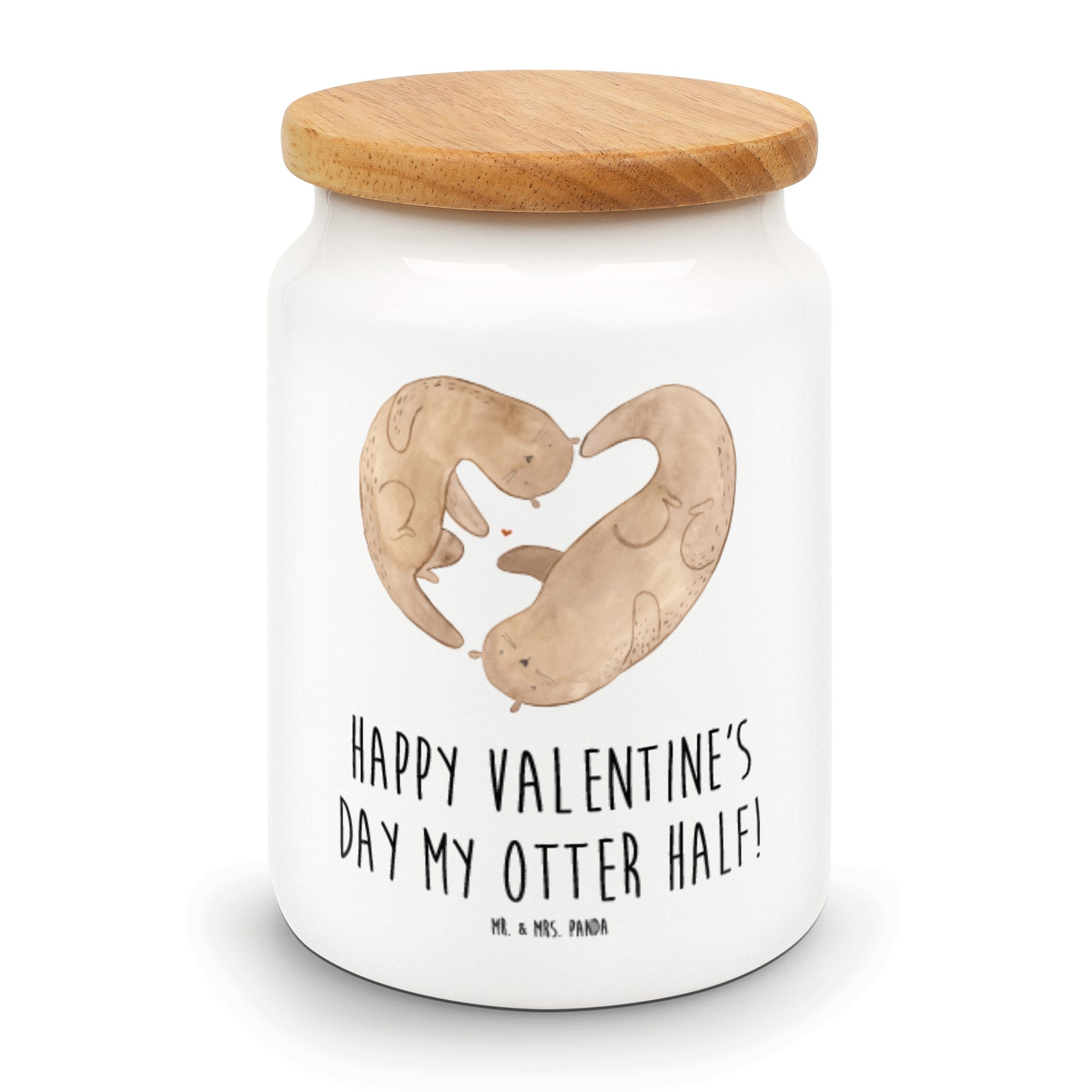 Mr. & Mrs. Panda Vorratsdose Otter Valentine - Weiß - Geschenk, Vorratsbehälter, Partner, Keksdose, Keramik, (1-tlg) | Vorratsdosen