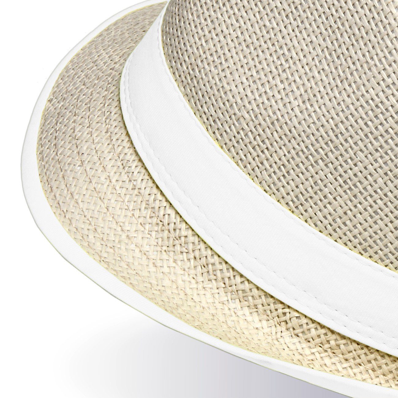 Caspar Trilby HT001 Unisex Trilby Strohhut weiß farbiger Krempe No.2 Hut mit 