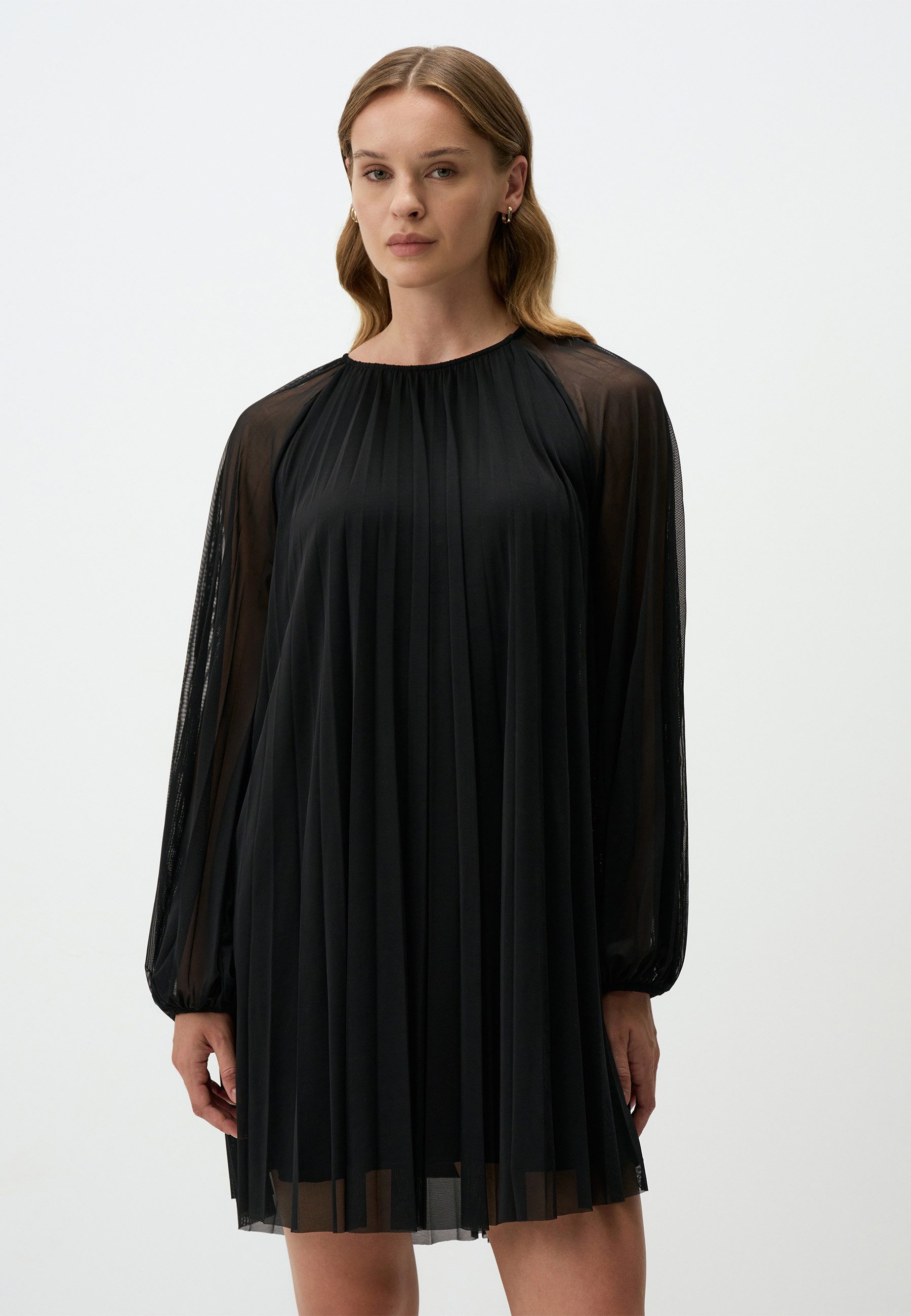 Jimmy Key Chiffonkleid Schwarz Falten Chiffon günstig online kaufen