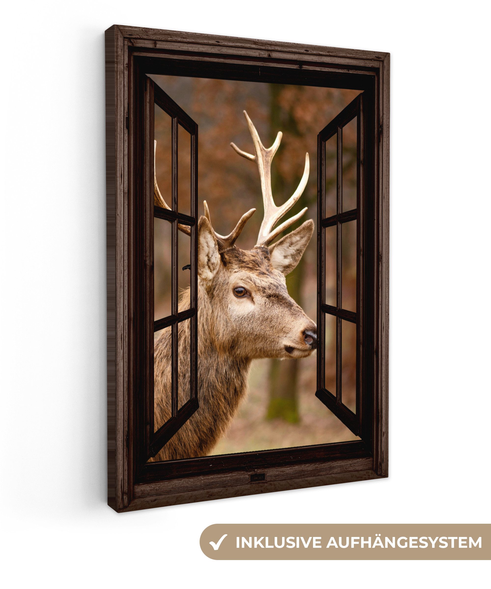 OneMillionCanvasses® Leinwandbild Hirsch - Tier - günstig online kaufen