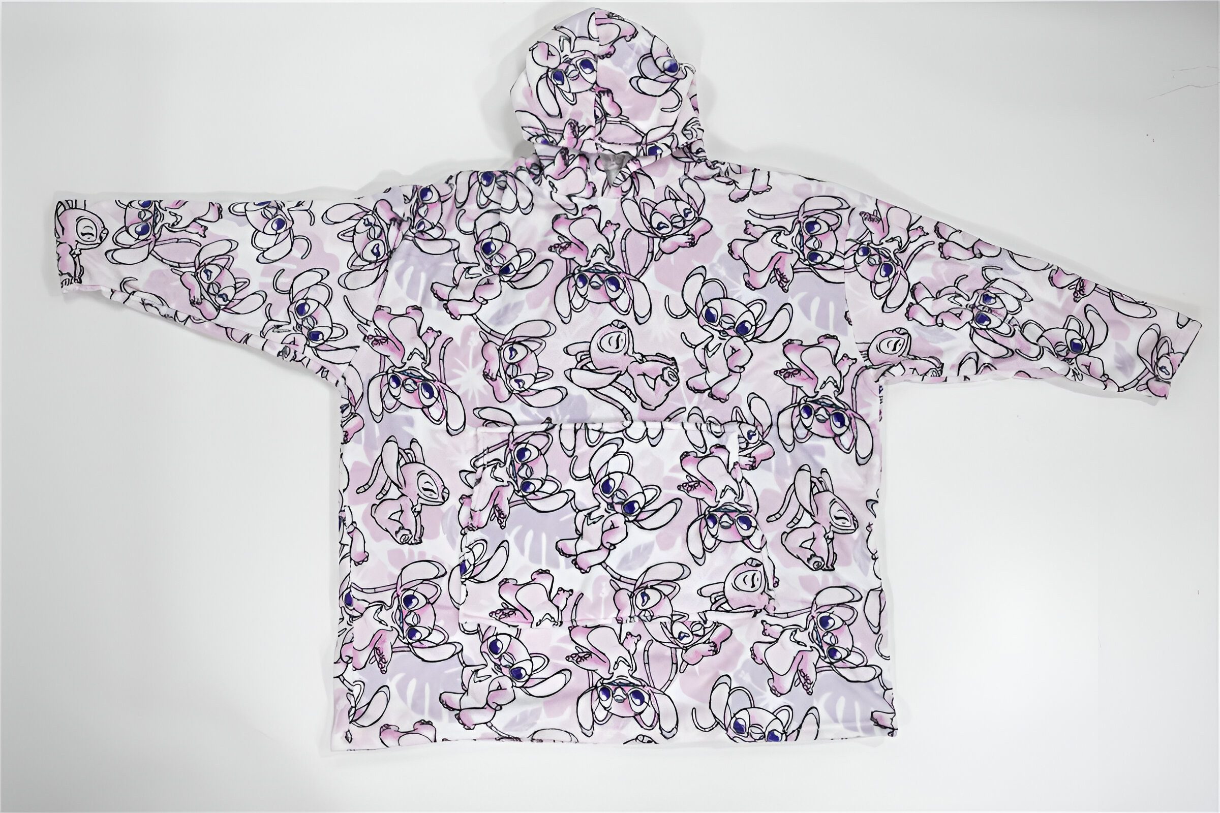 Disney Sweatponcho Disney Stitch Kuschelponcho mit Ärmeln Kapuze Tasche S-L