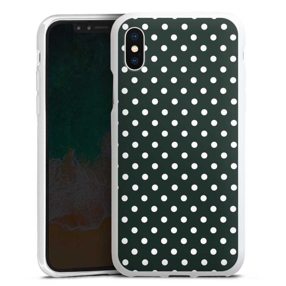 DeinDesign Handyhülle Punkte Retro Polka Dots Polka Dots - schwarz und weiß, Apple iPhone X Silikon Hülle Bumper Case Handy Schutzhülle