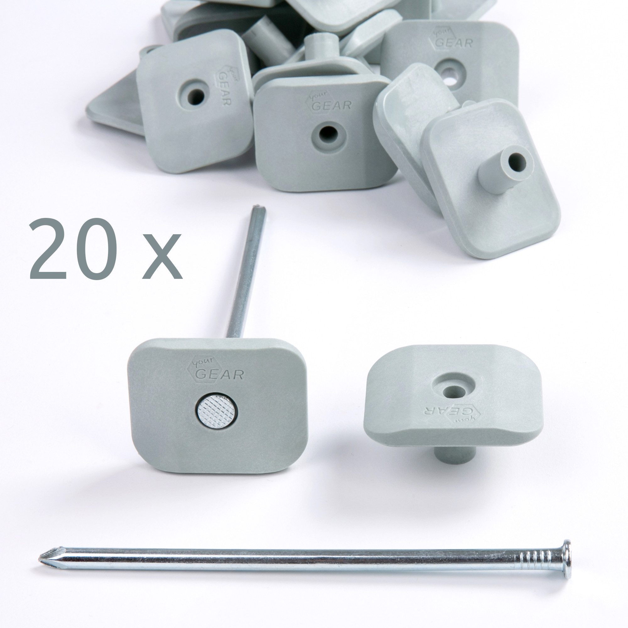 yourGEAR Zelthering your GEAR Safety Peg-20 Heringe für Zeltteppich, Vorzeltteppich, Plane