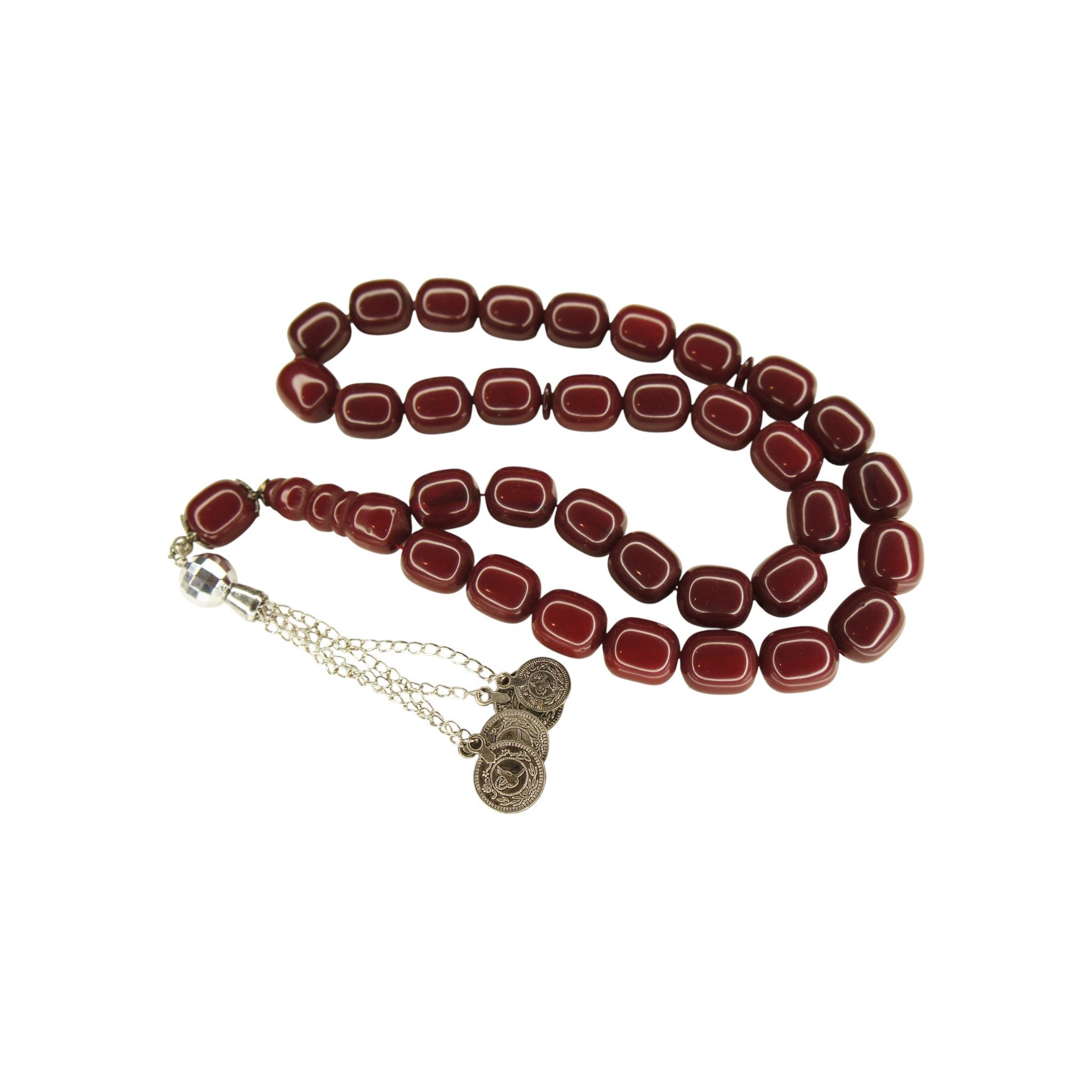 TesbihBid Kettenanhänger Osmanische Katalin Bakalite Gebetskette in Bordeaux (Bakalite Subha Ates, Amber Prayerbeads Rosary Faturan, 33-tlg., Die Schnösten Geschenk für Manner), Gebetskette Tesbih Misbaha Tasbeeh