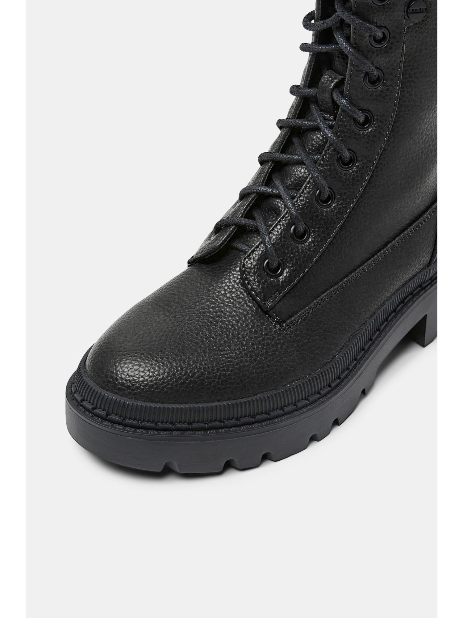 veganem Schnürboots BLACK Stiefelette Esprit aus Leder