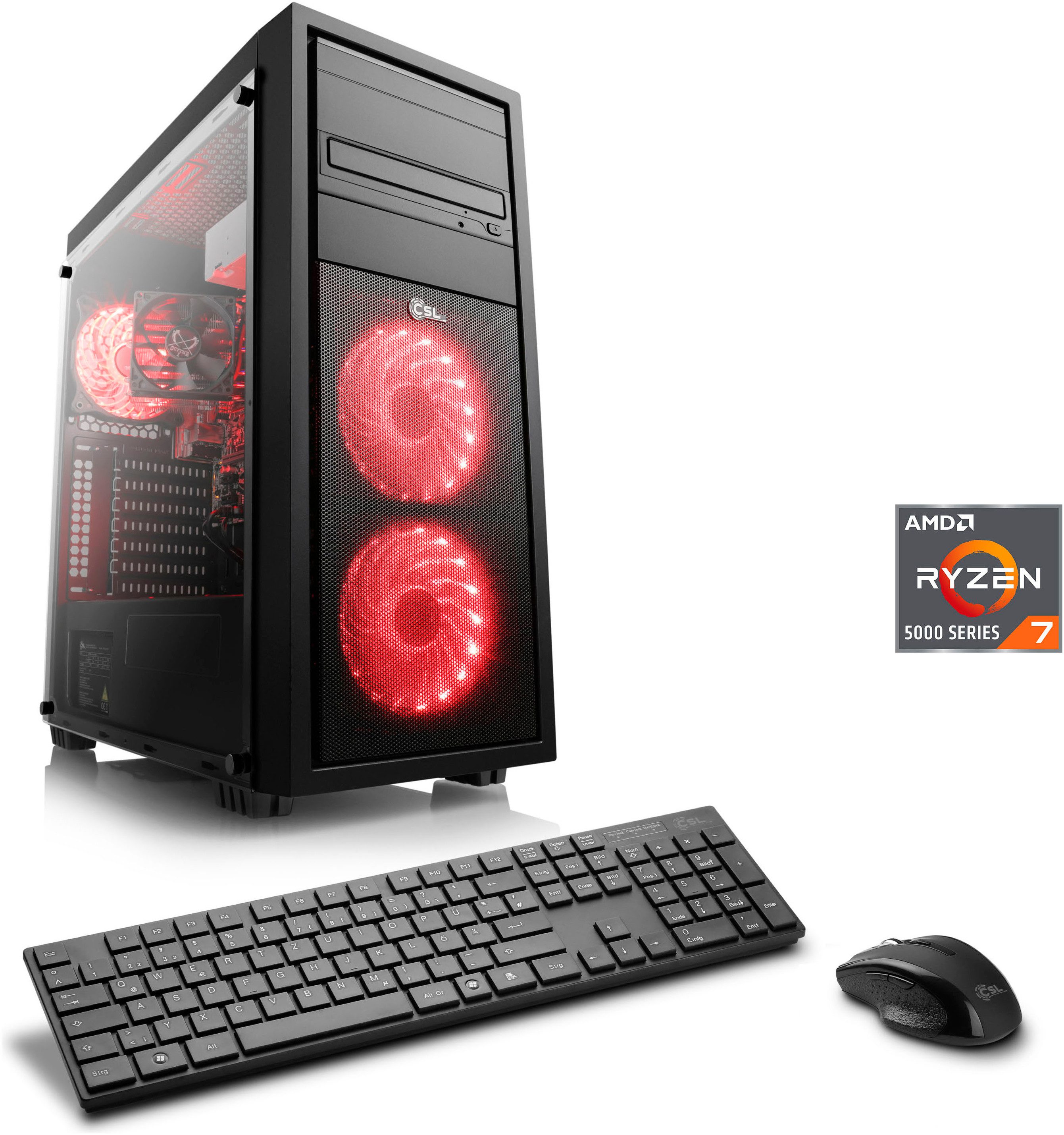 CSL Sprint V28319 Gaming-PC (AMD Ryzen 7 5700G, Radeon Graphics, 32 GB RAM, 4000 GB HDD, 2000 GB SSD, Luftkühlung)