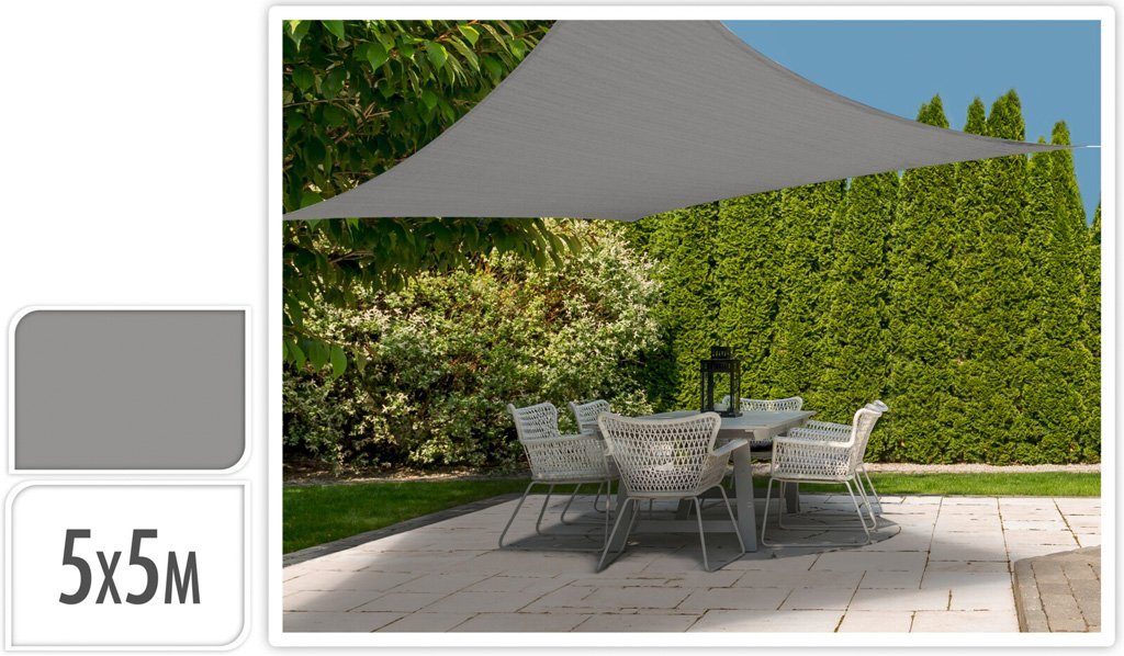 Trendyshop365 Sonnensegel rechteckig 5x5m Sonnenschutz, (2-tlg., mit Transporttasche), UV-Schutz: UPF 50+, inkl. 4x Befestigungsseile