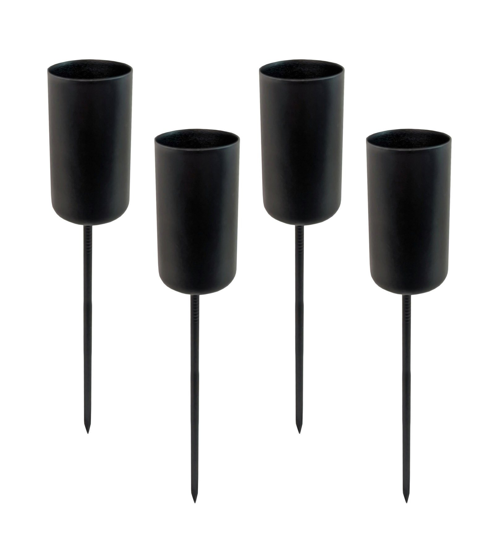 Spetebo Kerzenhalter Kerzenpick für Stabkerzen - 4er Set - schwarz (4er Set)