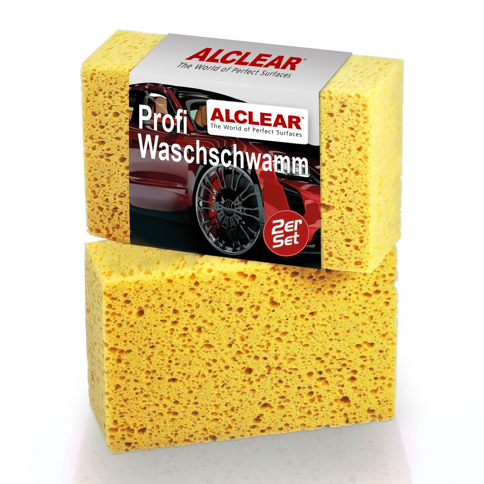 ALCLEAR Schwamm 6080WS 2er Set Jumbo Auto Waschschwamm für Autopflege 18x12x6 cm