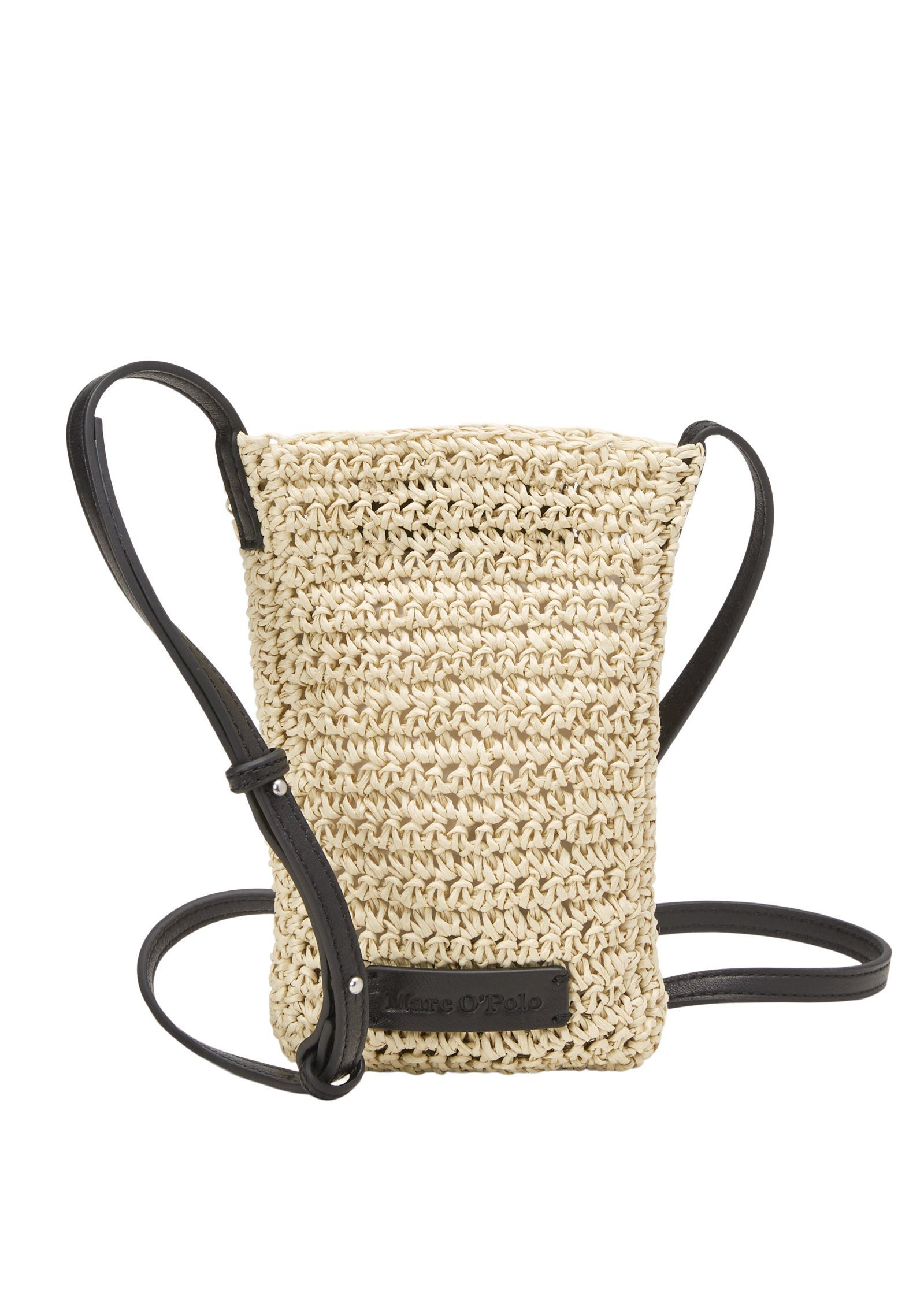 Marc O'Polo Handytasche aus Paper-Raffia und Echtleder