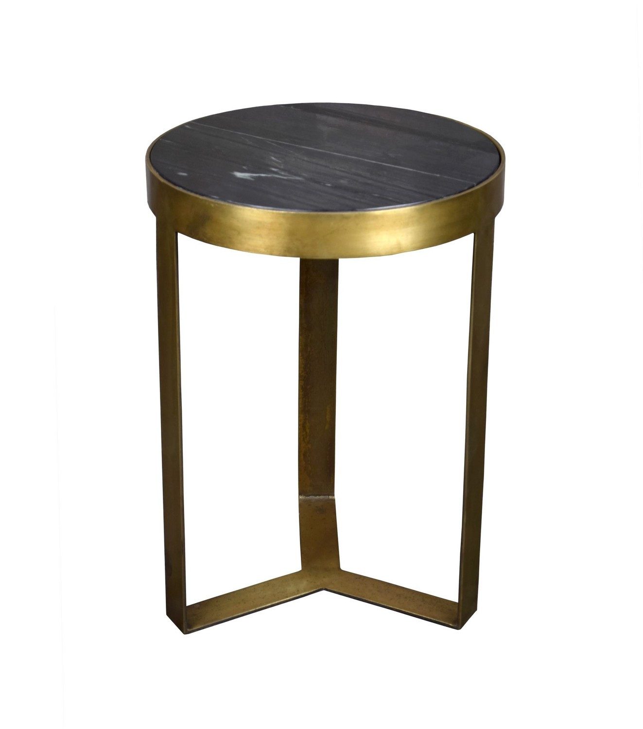 Beistelltisch Glennis Couchtisch 40x40x55 cm Marmor Stahl Schwarz Gold