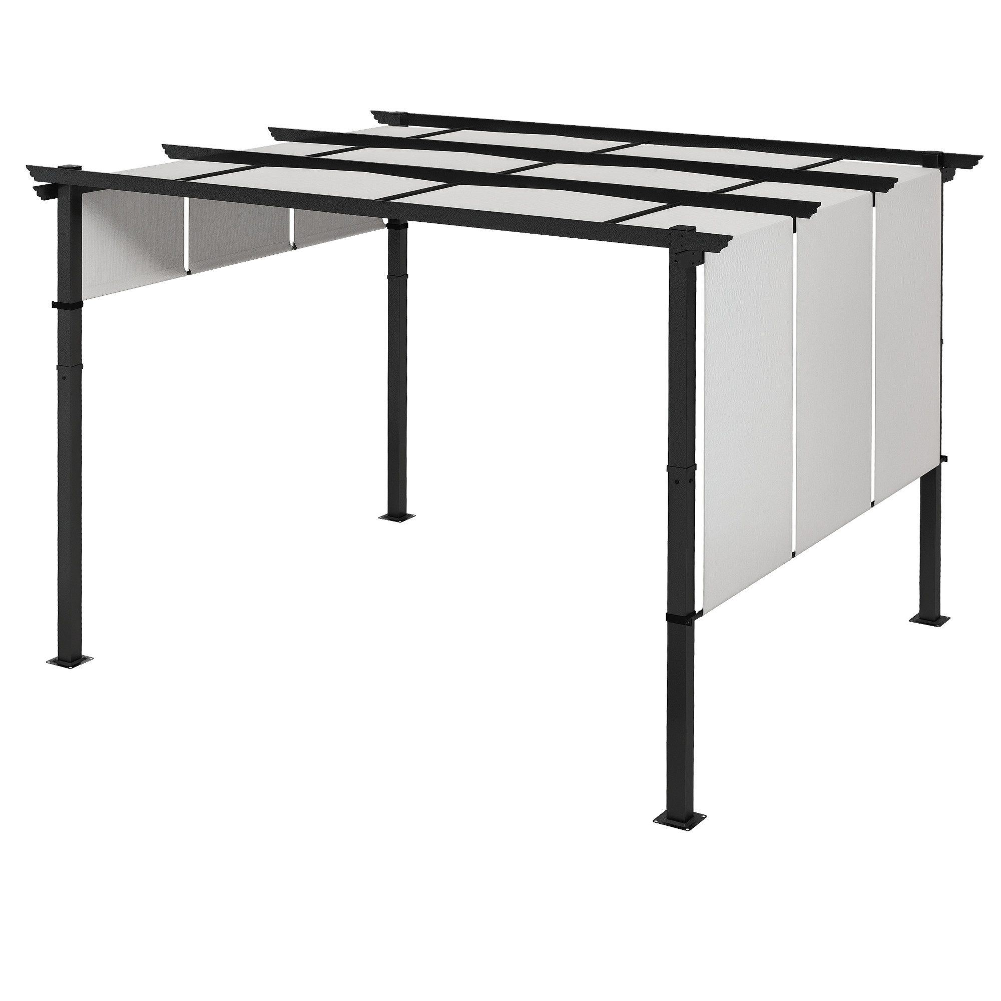Outsunny Pergola mit verstellbar Dach, BxTxH: 296x357x235 cm, (Sonnenschutz, 1-tlg., Gartenpavillon), für Terrasse und Garten, Hellgrau