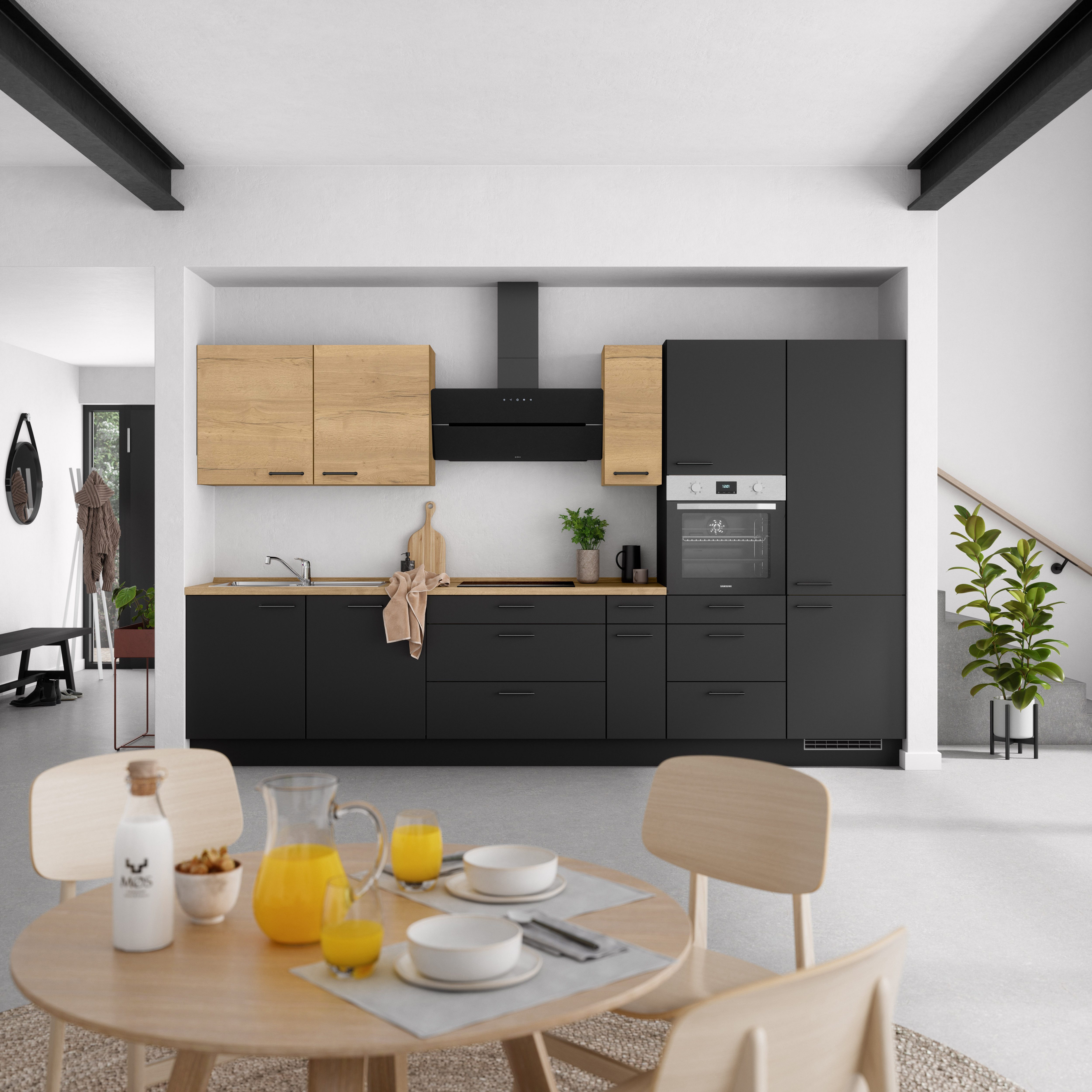 nobilia® Küchenzeile "MIAMI", NEU: individuell anpassbar mit gratis Profi-Beratung, vormontiert, Breite 360 cm, Ausrichtung wählbar, wahlw. mit E-Geräten