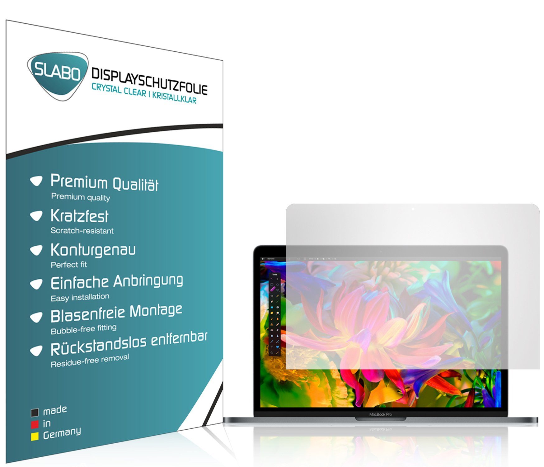 SLABO Schutzfolie 2 x Displayschutzfolie Crystal Clear, Apple MacBook Pro 13" (2018 - 2020)