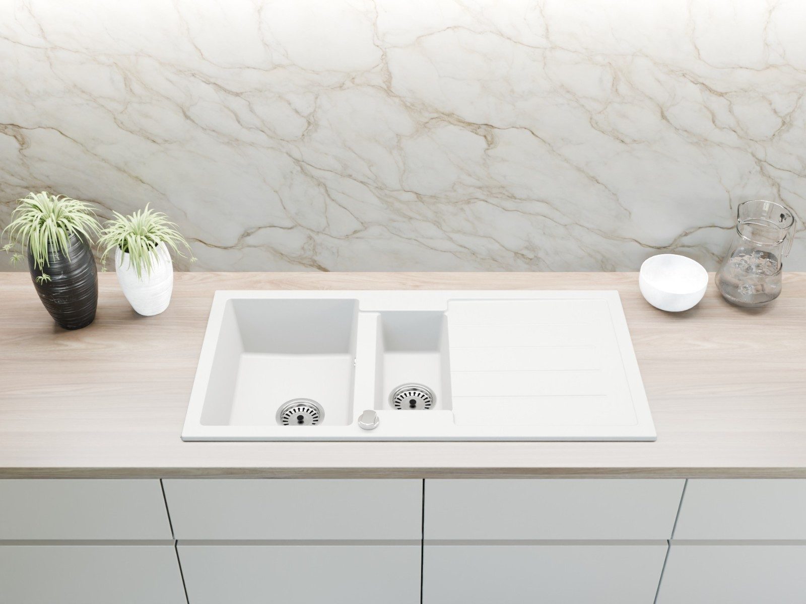 Faizee Möbel Granitspüle Granitspüle Spülbecken Küchenspüle Einbauspüle 100x50 cm 1,5 Becken, Eckig, 100/17 cm