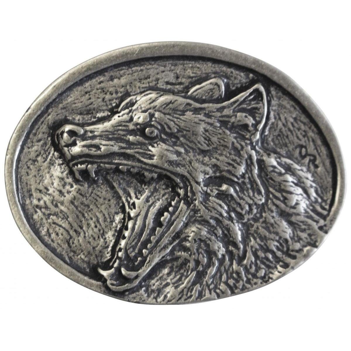 Gürtelschnalle Wolf 4,0 cm - Buckle Wechselschließe Gürtelschließe 40mm - für Jagd-Ou