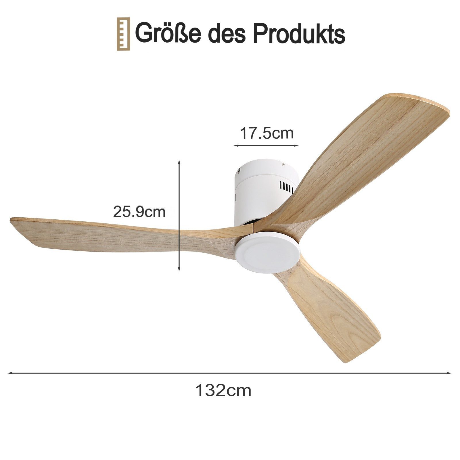 Sofucor Deckenventilator aus Massivholz ohne Licht, günstig online kaufen