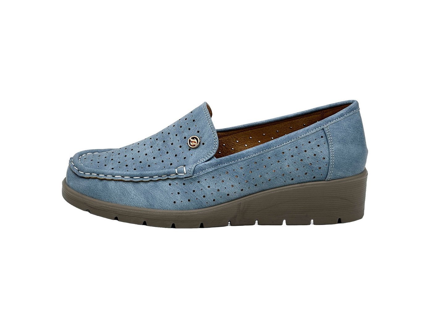 Nowaland Damen Slipper mit Keilsohle Slipper Atmungsaktiv, leicht, flexible Keilsohle, bequem