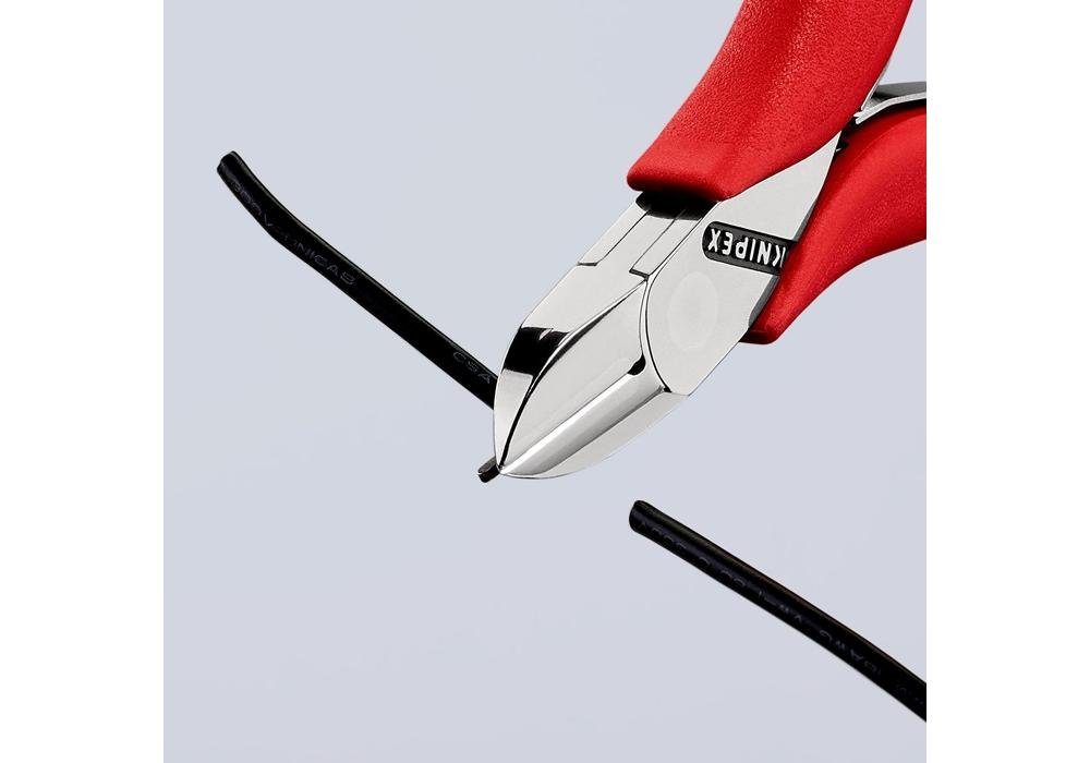 Knipex Seitenschneider 115 Länge Form Elektronik-Seitenschneider mm spiegelpoliert Kunststoffüberzug Facette 1 ja