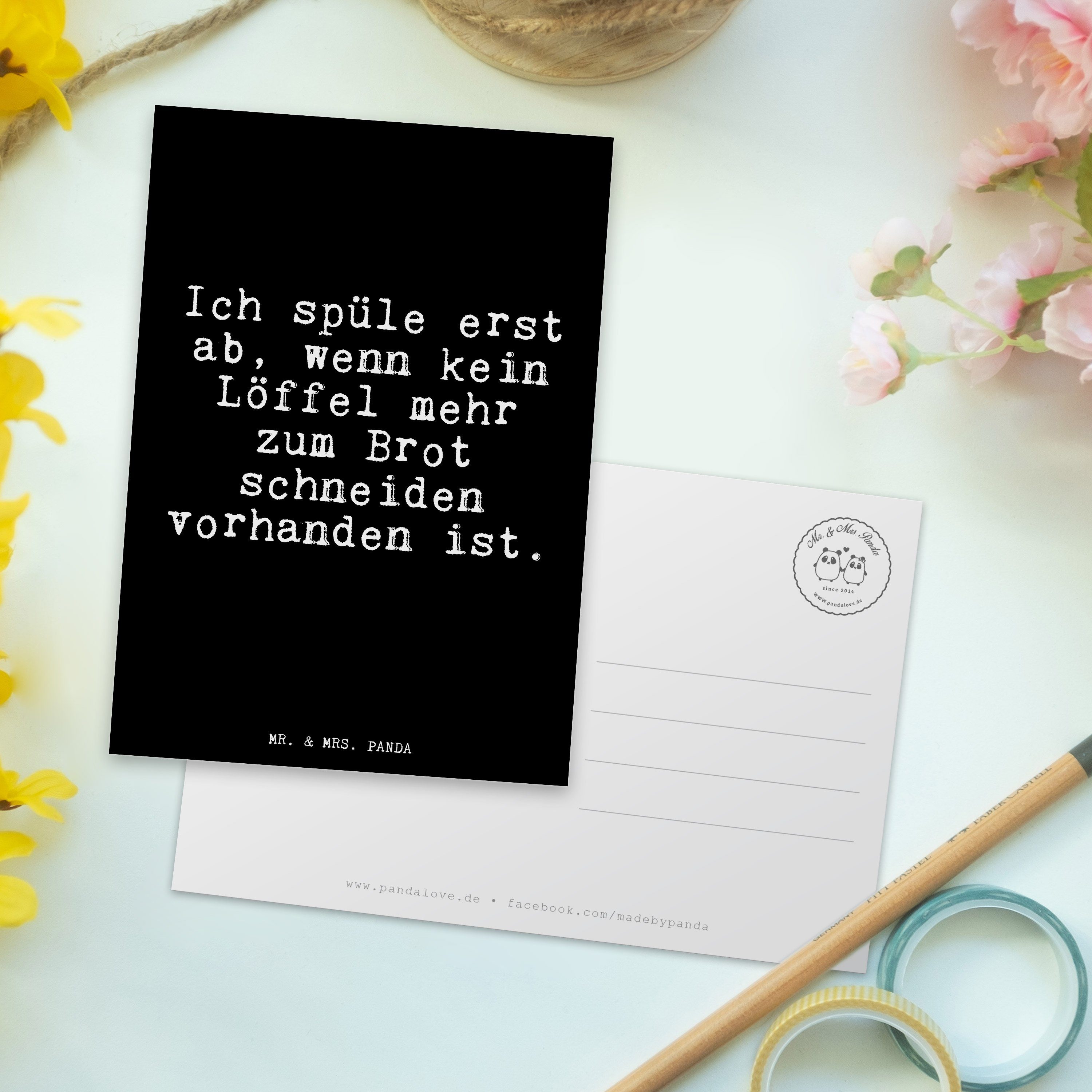 Panda Schwarz Geschenk, erst Postkarte Mr. - ab,... Geburtstagsk - Junggeselle, Ich & spüle Mrs.
