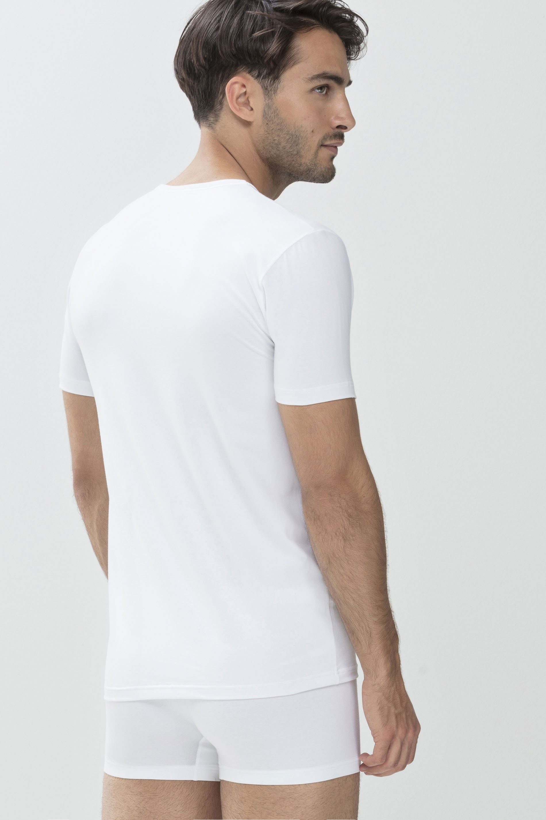 Dry Mey Uni Weiss (1-tlg) Cotton V-Shirt Serie