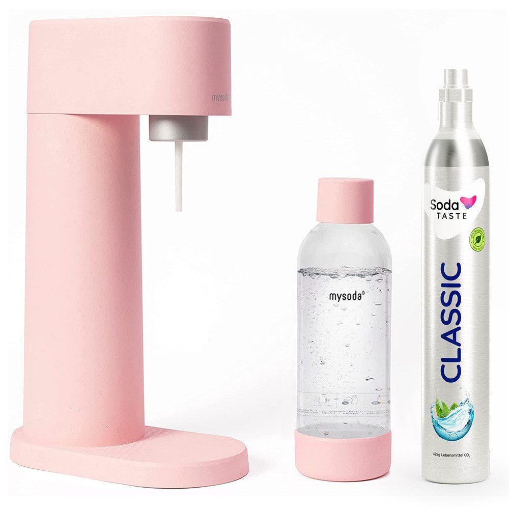 mySoda Wassersprudler Mysoda Woody Wassersprudler Holzkomposit Set + 1L Flasche & CO2 Weiß, Nachhaltiges Holzkomposit, inkl. CO2 & Flasche. Ohne Strom.