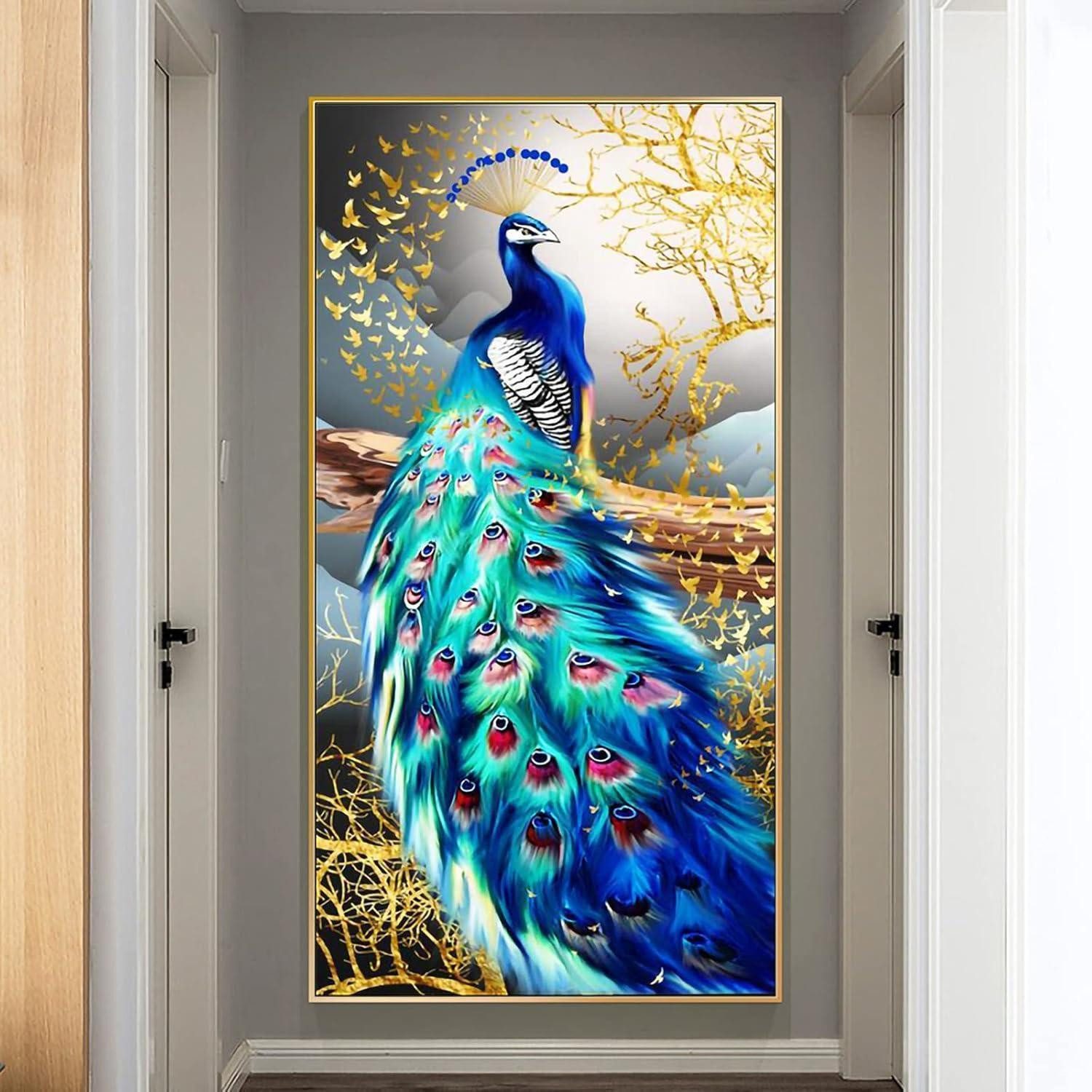 LuxusKollektion Leinwandbild Diamond Painting 5D Drill Pfau Erwachsene XXL Set Zubehör 100x50cm – Bild 4 von 5
