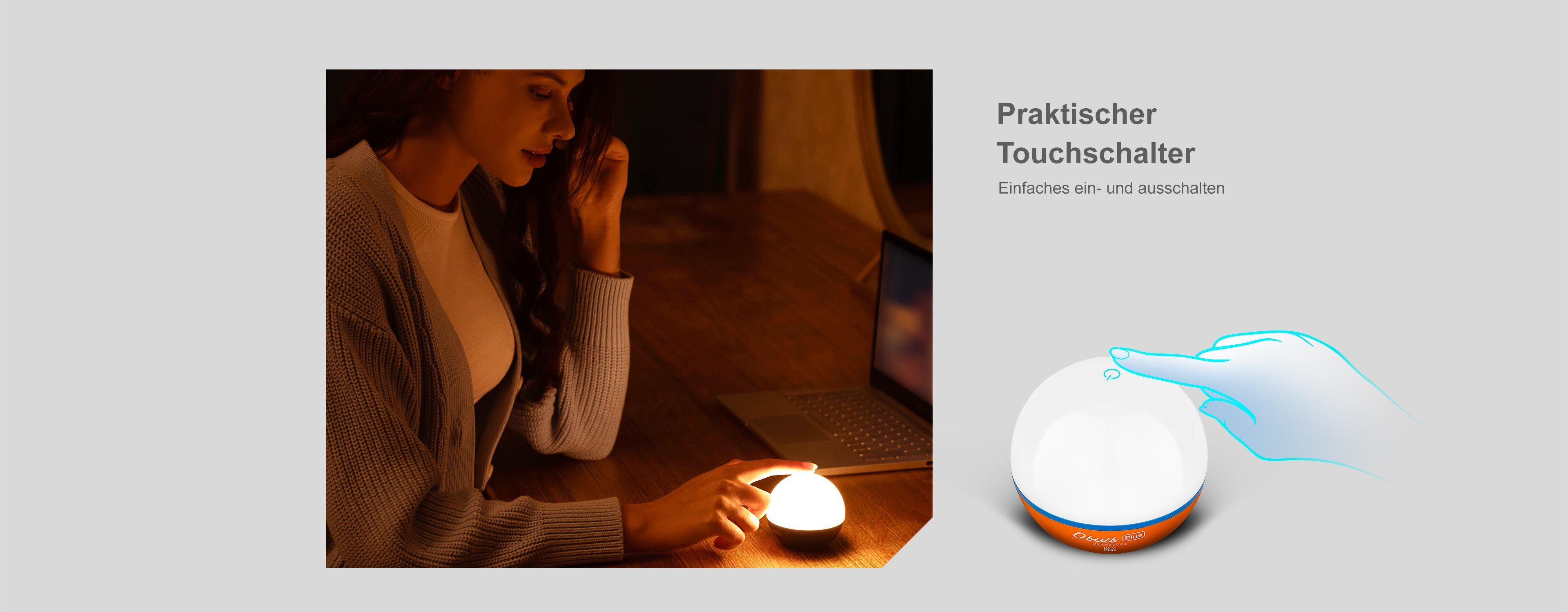 Obulb Orange OLIGHT mit Lichtkugel LED integriert, Tageslichtweiß Touchschalter, Steuerung RGB, Plus fest App magnetische Nachtlicht und