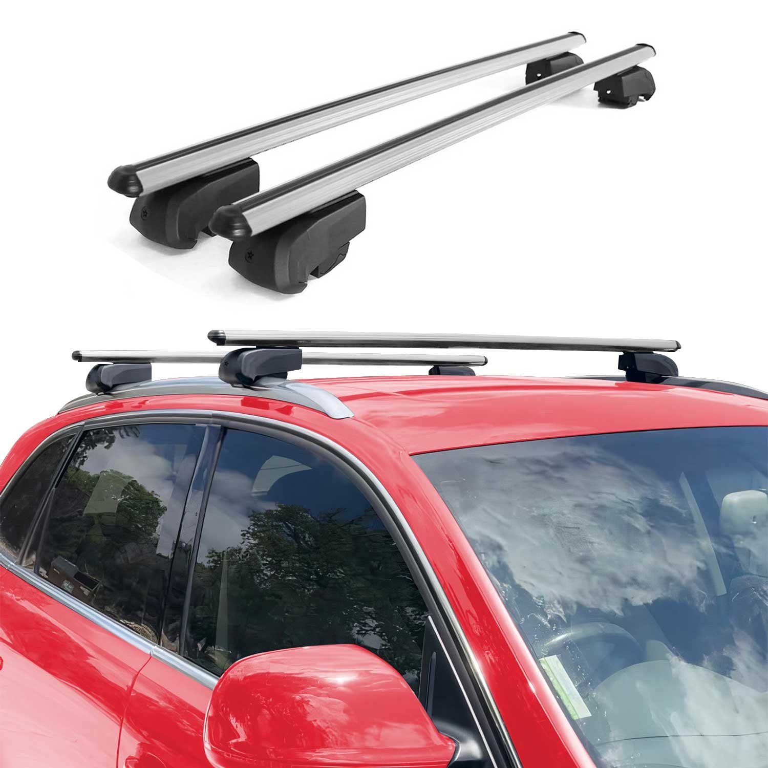 OMAC Dachträger Gepäckträger für Auto 75kg 120cm Aluminium Grau 2x (2-St), Wasserbeständig,Abnehmbar,Multifunktional,Leichtgewichtig