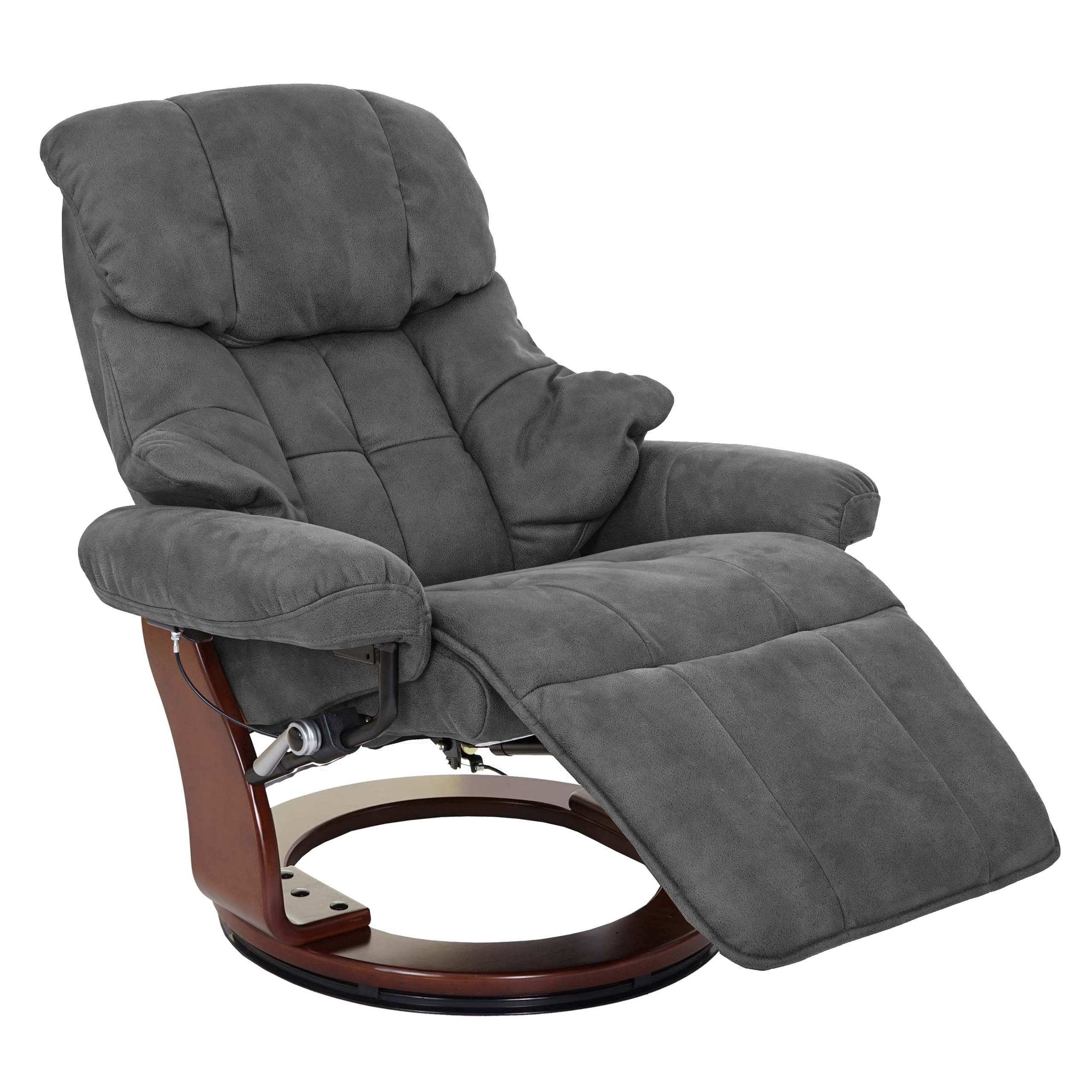 MCA furniture Relaxsessel Windsor 2-S, Fußstütze und Rückenlehne separat verstellbar, extradicke Polsterung dunkelgrau, Walnuss-Optik