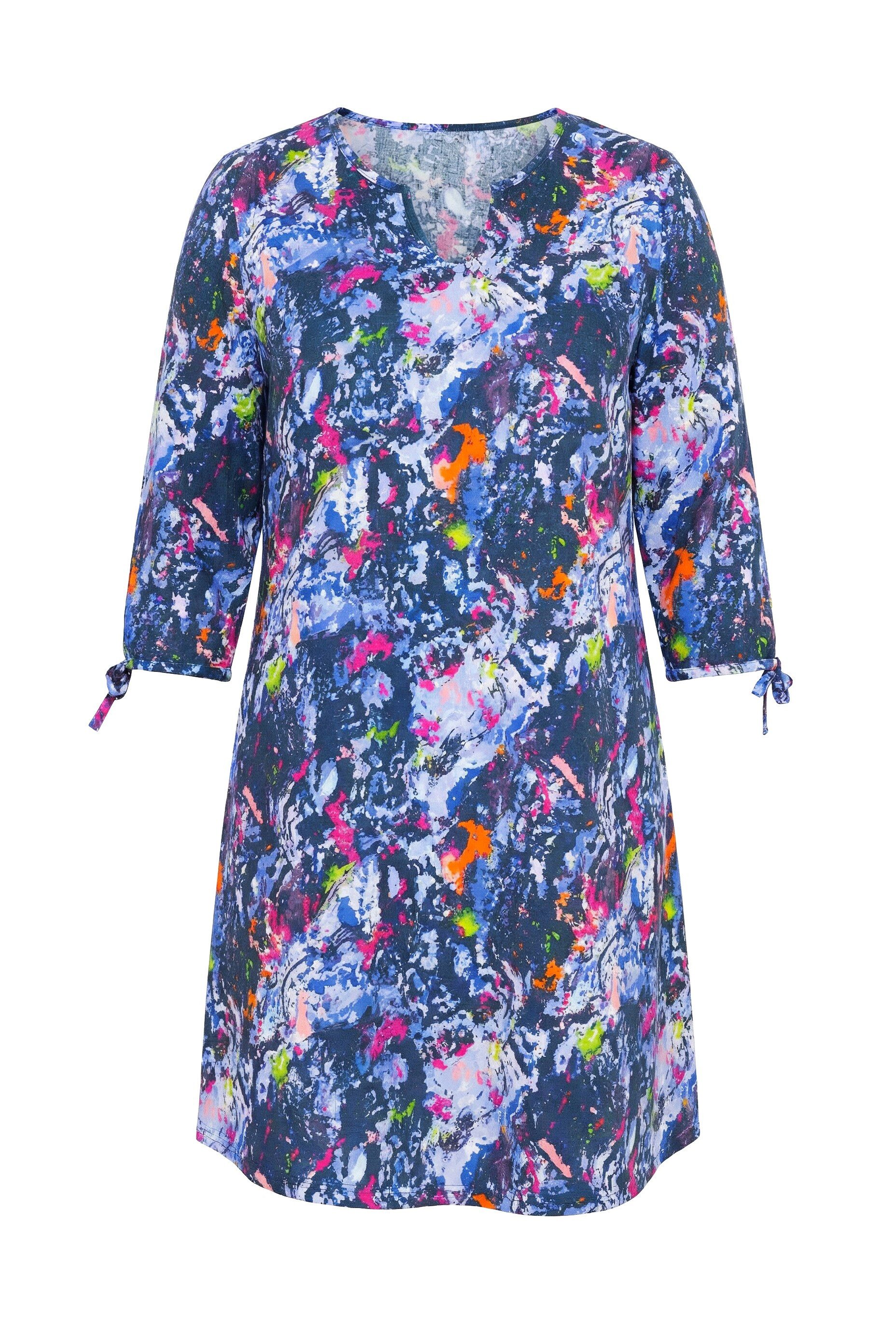 Ulla Popken Jerseykleid Jerseykleid A-Linie Tunika-Ausschnitt 3/4-Arm