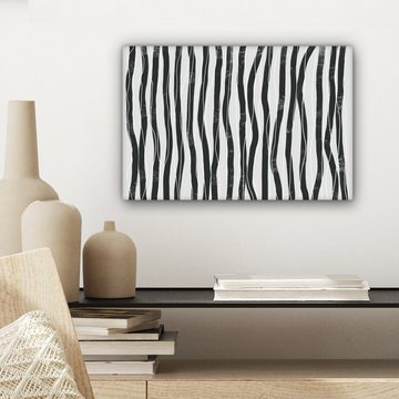 OneMillionCanvasses® Leinwandbild Kunst - Abstrakt - Linien - Schwarz - Weiß, (1 St), Wandbild Leinwandbilder, Aufhängefertig, Wanddeko, 30x20 cm