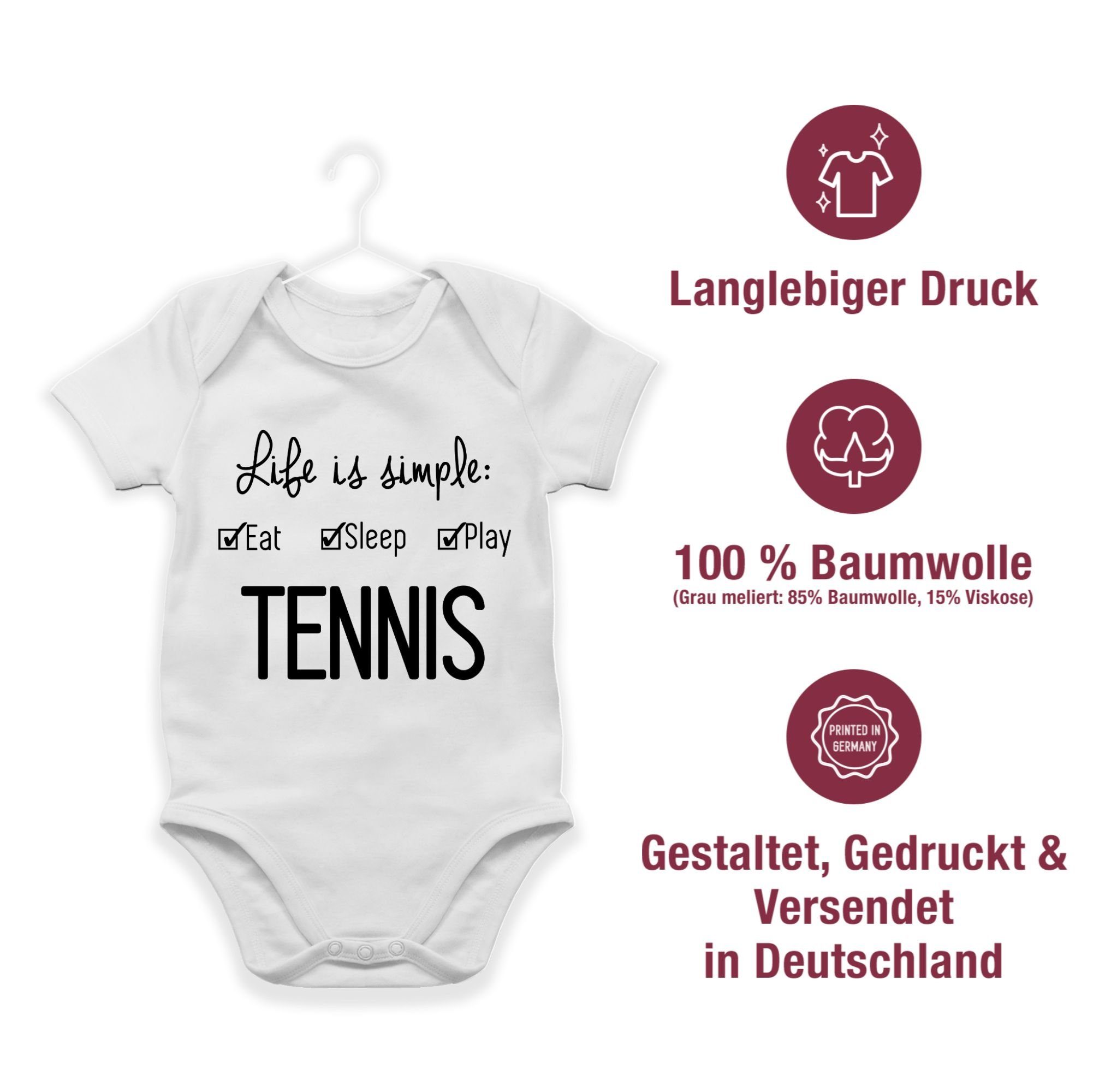 Life Shirtbody Baby Sport 2 Weiß is Bewegung simple & Tennis Shirtracer