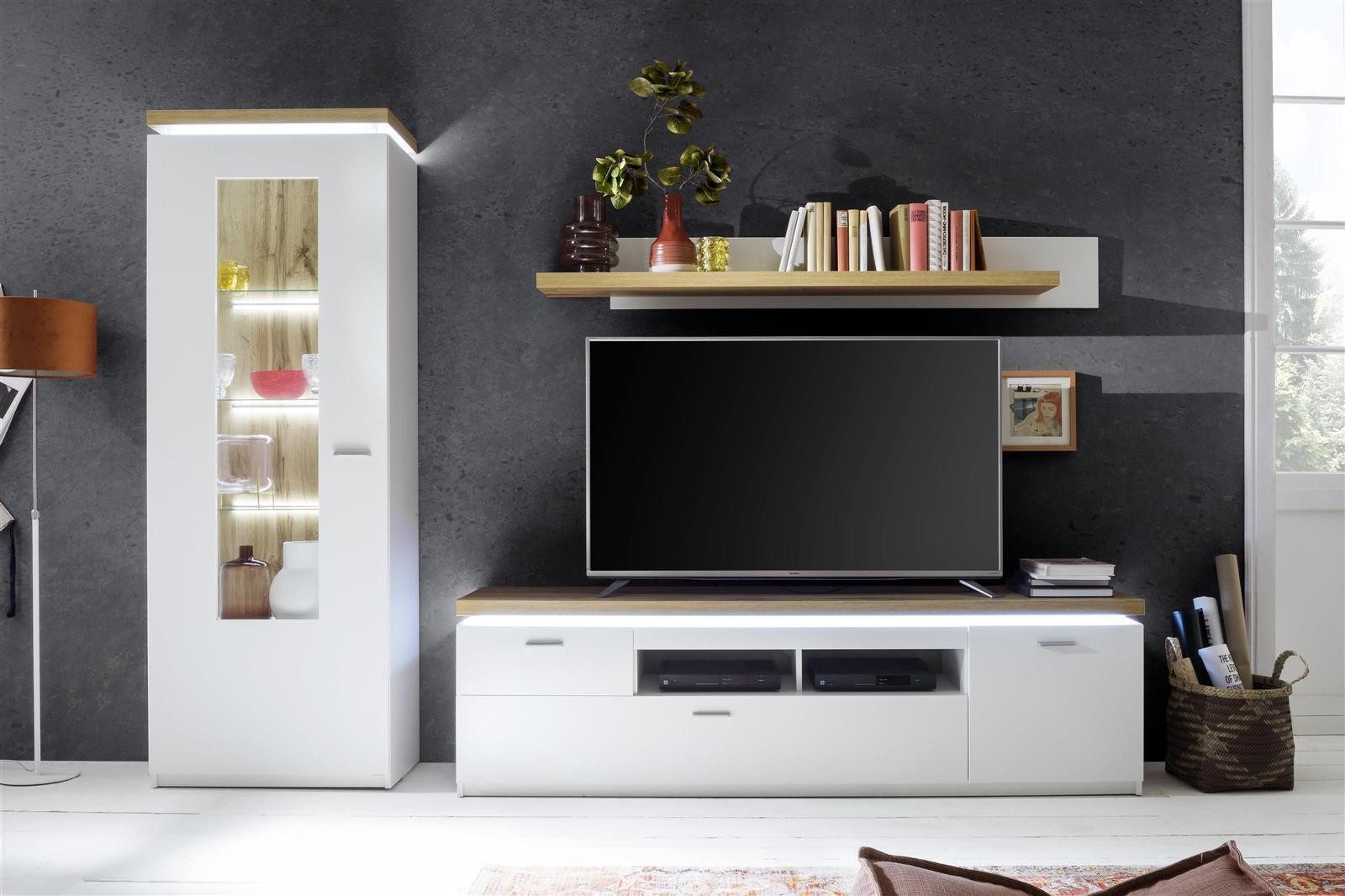 MCA furniture Wohnwand 280 x 198 x 44 cm (B/H/T), (3-St)