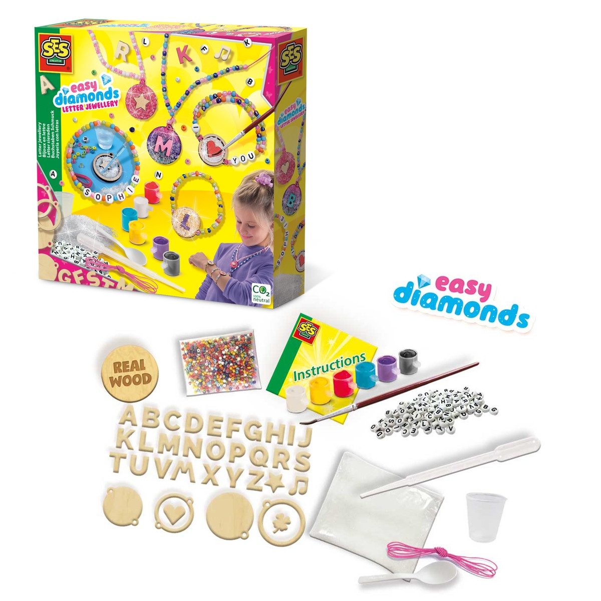 SES Creative Bastelperlen SES CREATIVE Bastelset easy diamonds Buchstaben Schmuck