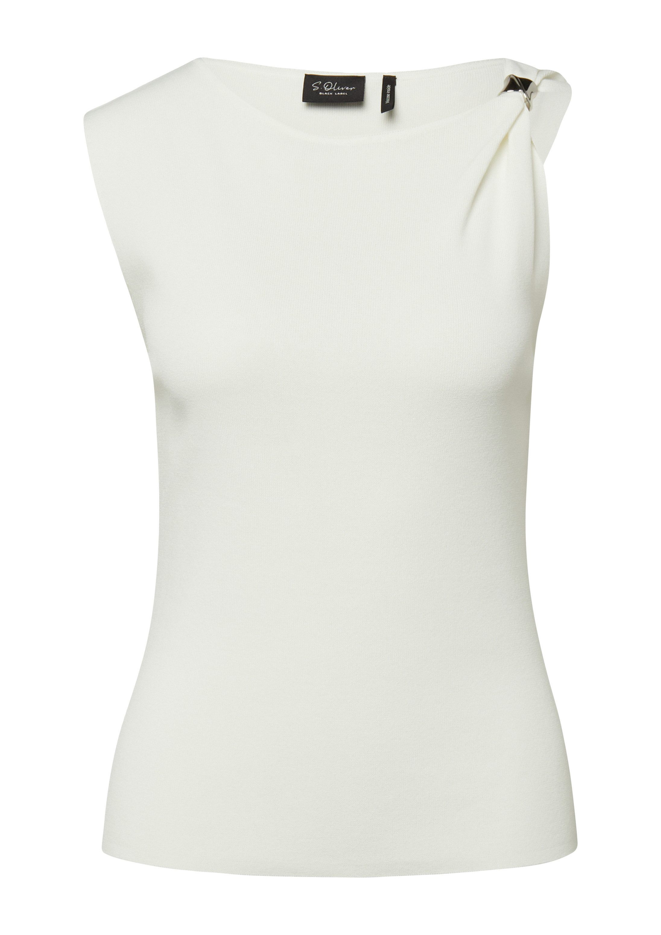 s.Oliver Rundhalspullover Strickpullunder Feinstrick-Top mit Zierring am Träger