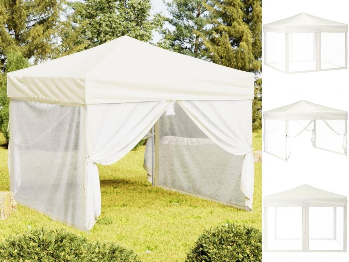 vidaXL Pavillon Partyzelt Faltbar mit Seitenwänden Creme 3x3 m