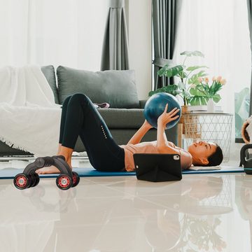 relaxdays Bauchtrainer Bauchroller 5 Räder mit Kniematte