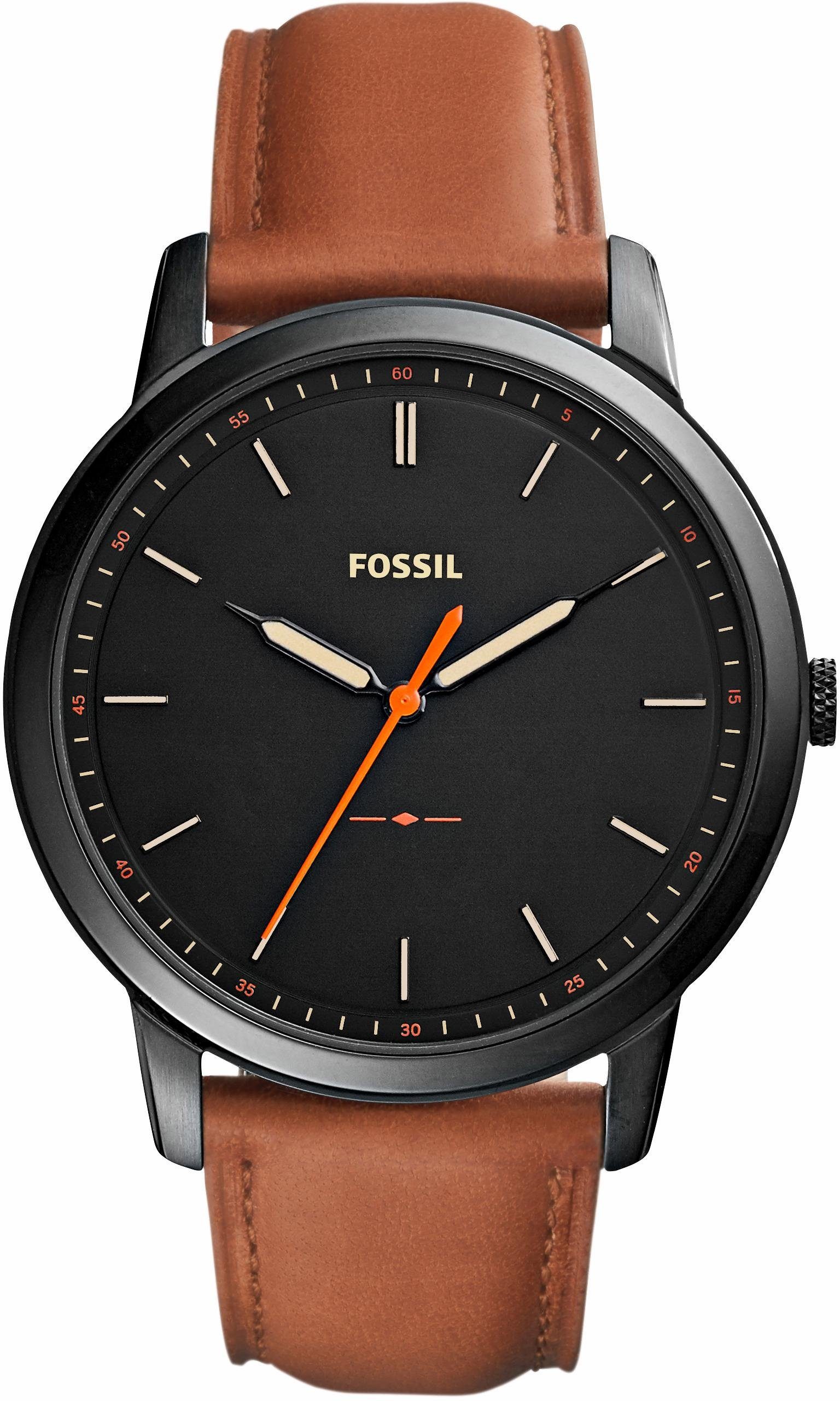 Fossil Quarzuhr THE MINIMALIST 3H, FS5305, Armbanduhr, Herrenuhr, Leuchtzeiger, analog