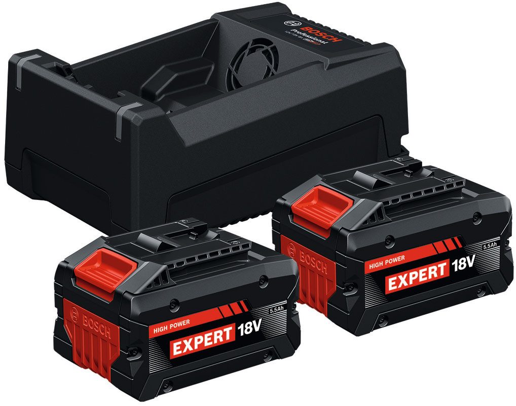 Bosch Professional EXBA18V-55 Akku Starter-Set, 2 Akkus 5,5Ah, inkl. Ladegerät