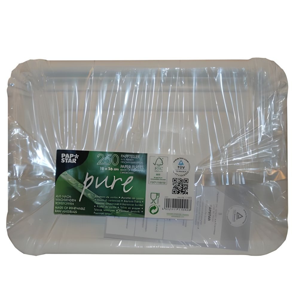 PAPSTAR Pappteller Teller, Pappe pure eckig 18 cm x 26 cm weiss 250 Stk