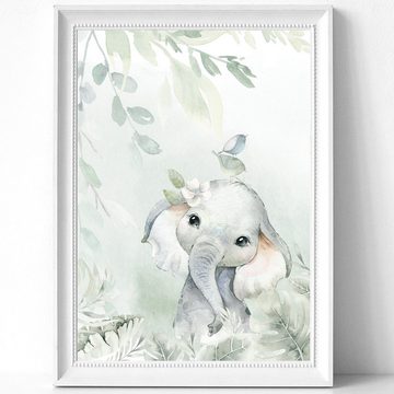 homestyle-accessoires Poster Bilderset Kinderbilder Babyzimmer WILDTIERE pastell 4er SET DIN A4 ODER DIN A3 Prints --- VERSANDKOSTENFREI ---, Ohne Bilderrahmen