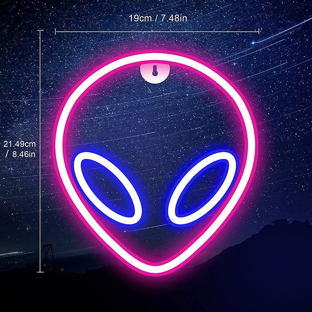 Rosnek LED Dekolicht Herz Blitz, Batterie/USB, Neon Lichter für Schlafzimmer Wand, Schmetterling Alien