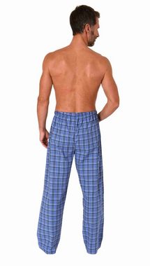 Normann Pyjama Herren Schlafanzug Hose lang kariert aus Baumwolle