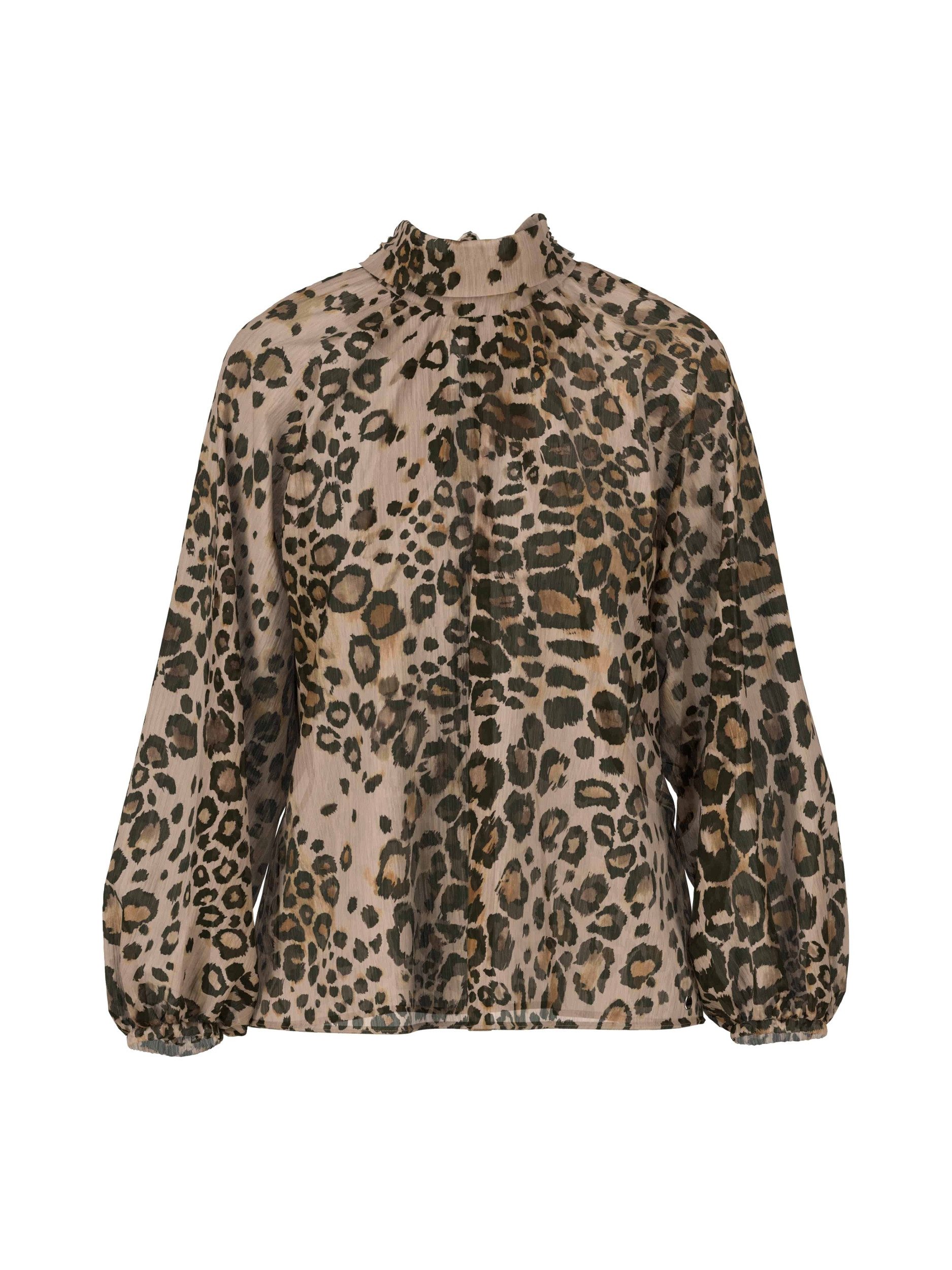 Blusentop Schluppenbluse mit Leo-Print - Comfort Fit