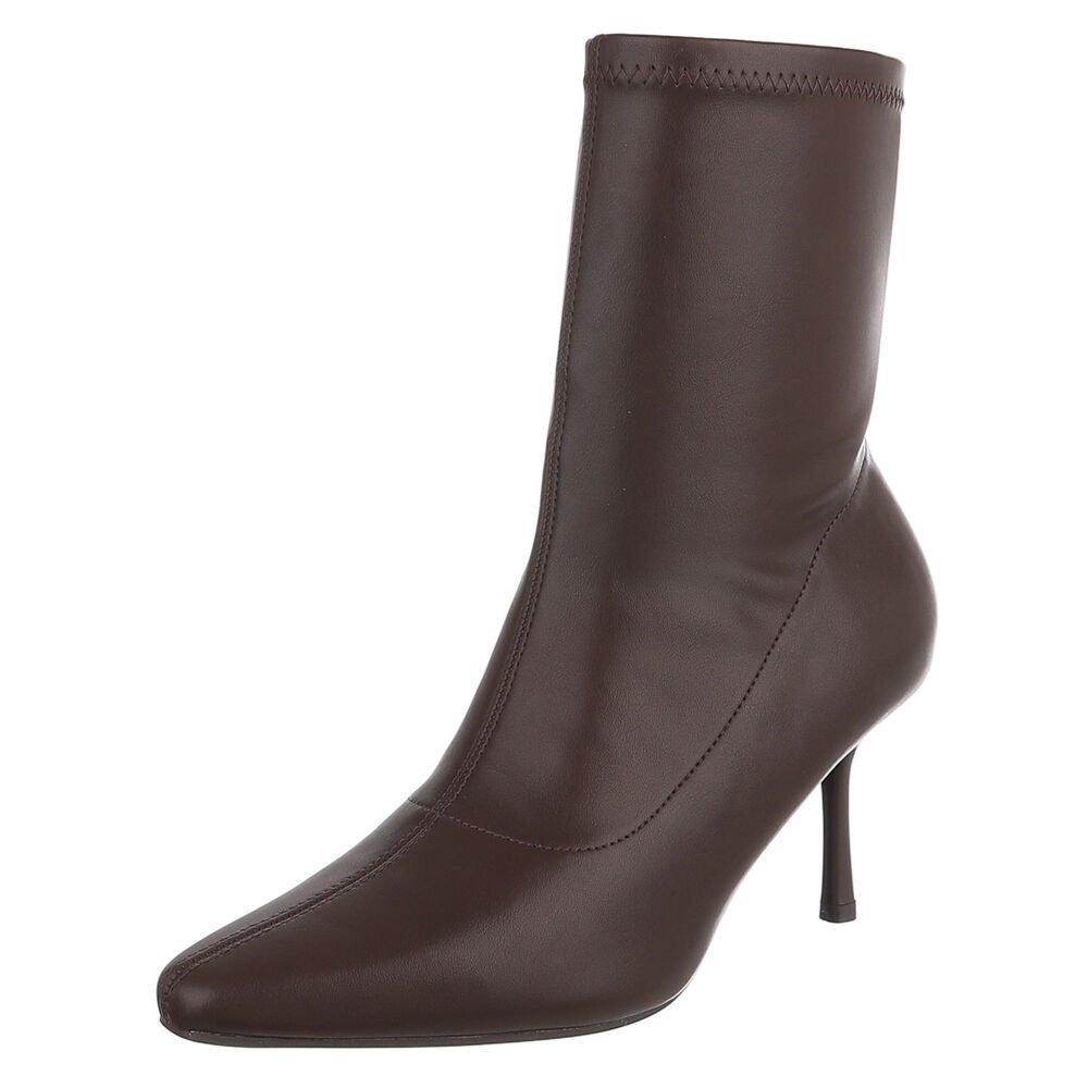 Ital-Design Damen Stiefelette mit Stilettoabsatz und hohem Schaft High-Heel-Stiefelette (92214129) Pfennig-/Stilettoabsatz Stiefeletten in Braun