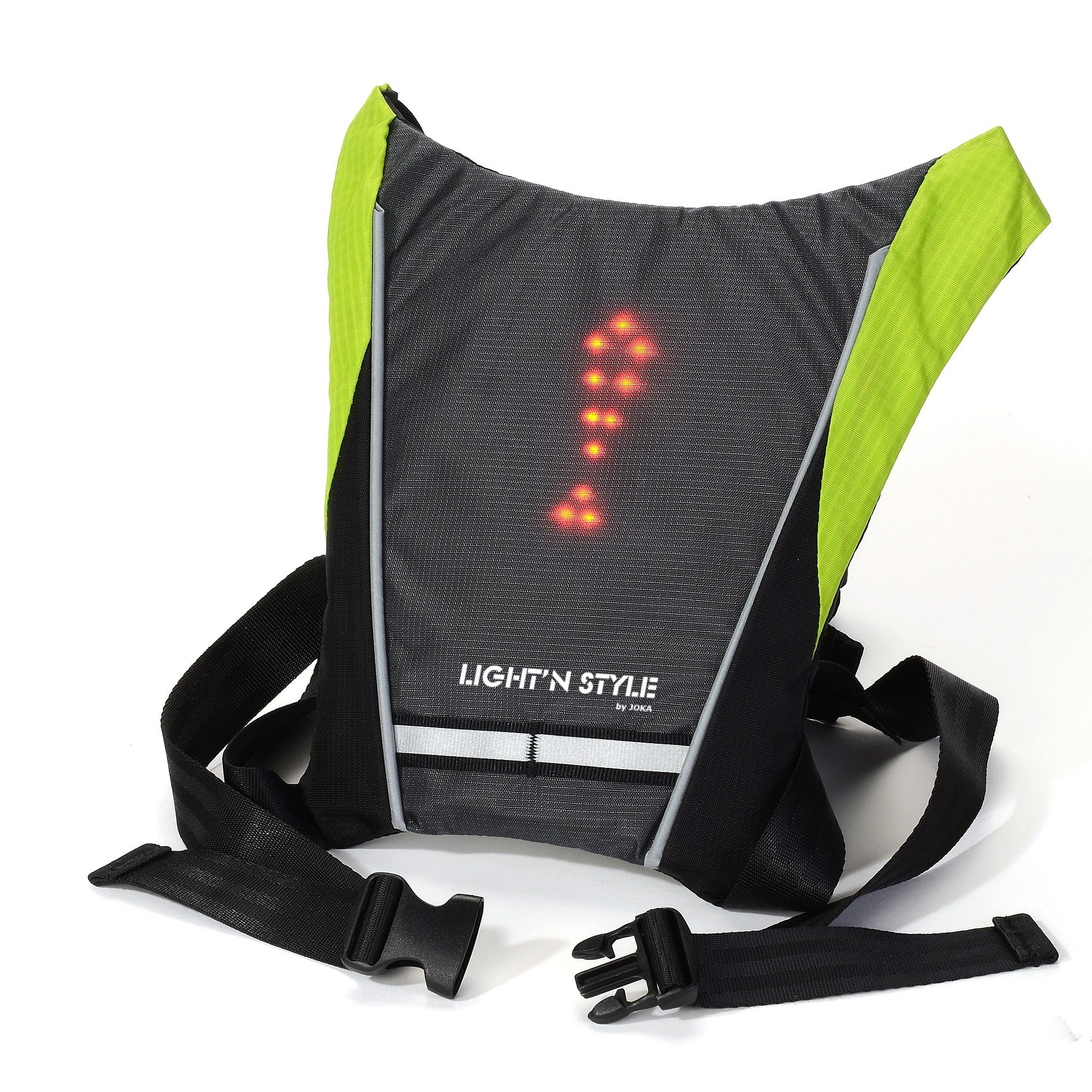 Luna24 simply great ideas... Warnweste LED Warnweste, Refl. Warnweste grau/grün, Schultasche, Rucksack.
