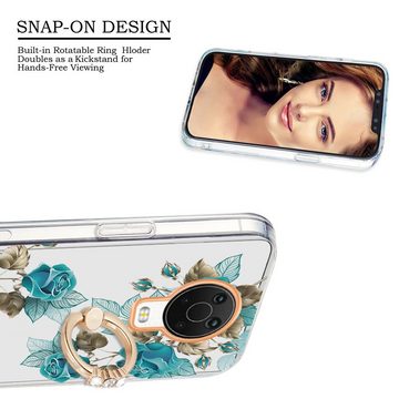 Wigento Handyhülle Für Nokia G20 / G10 Silikon Case TPU mit Ring Flower Motiv 2 Schutz Hülle Cover