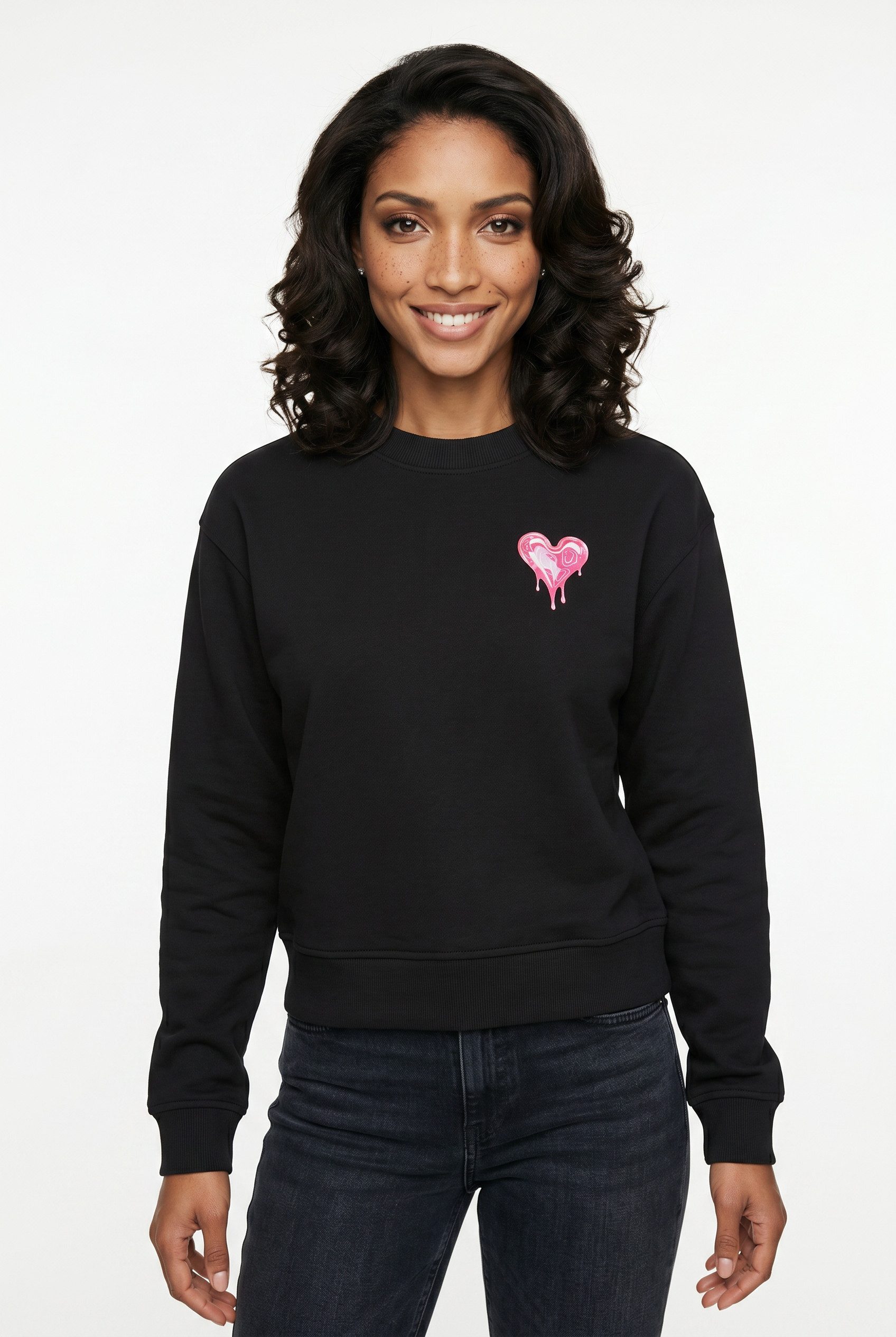 HUGO Sweater Delessa Baumwoll-Terry mit Rundhals